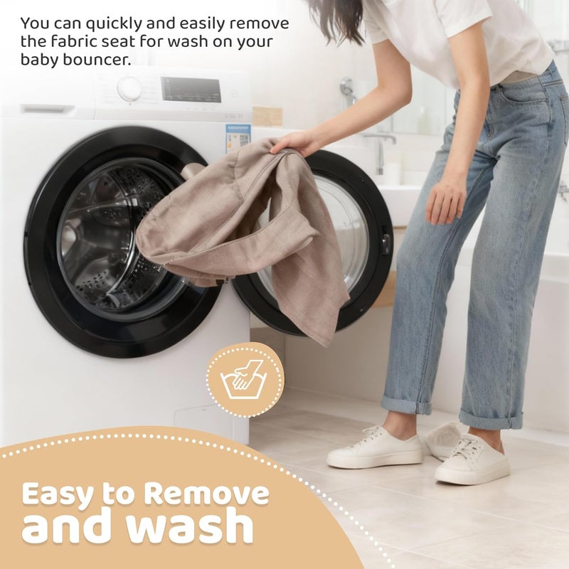 Gembebe Linen Bouncer Cover – Compatible with BabyBjorn Bouncer, 100% Korea-Made Linen, CPSIA Tested, Machine Washable (Cover Only) - Image 4